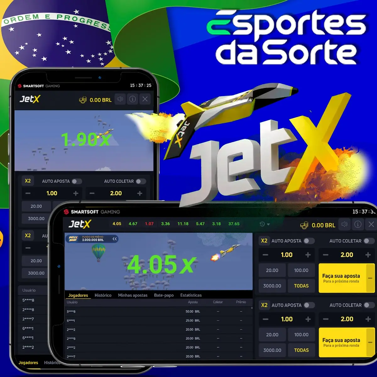 O popular jogo JetX no cassino Esportes da Sorte